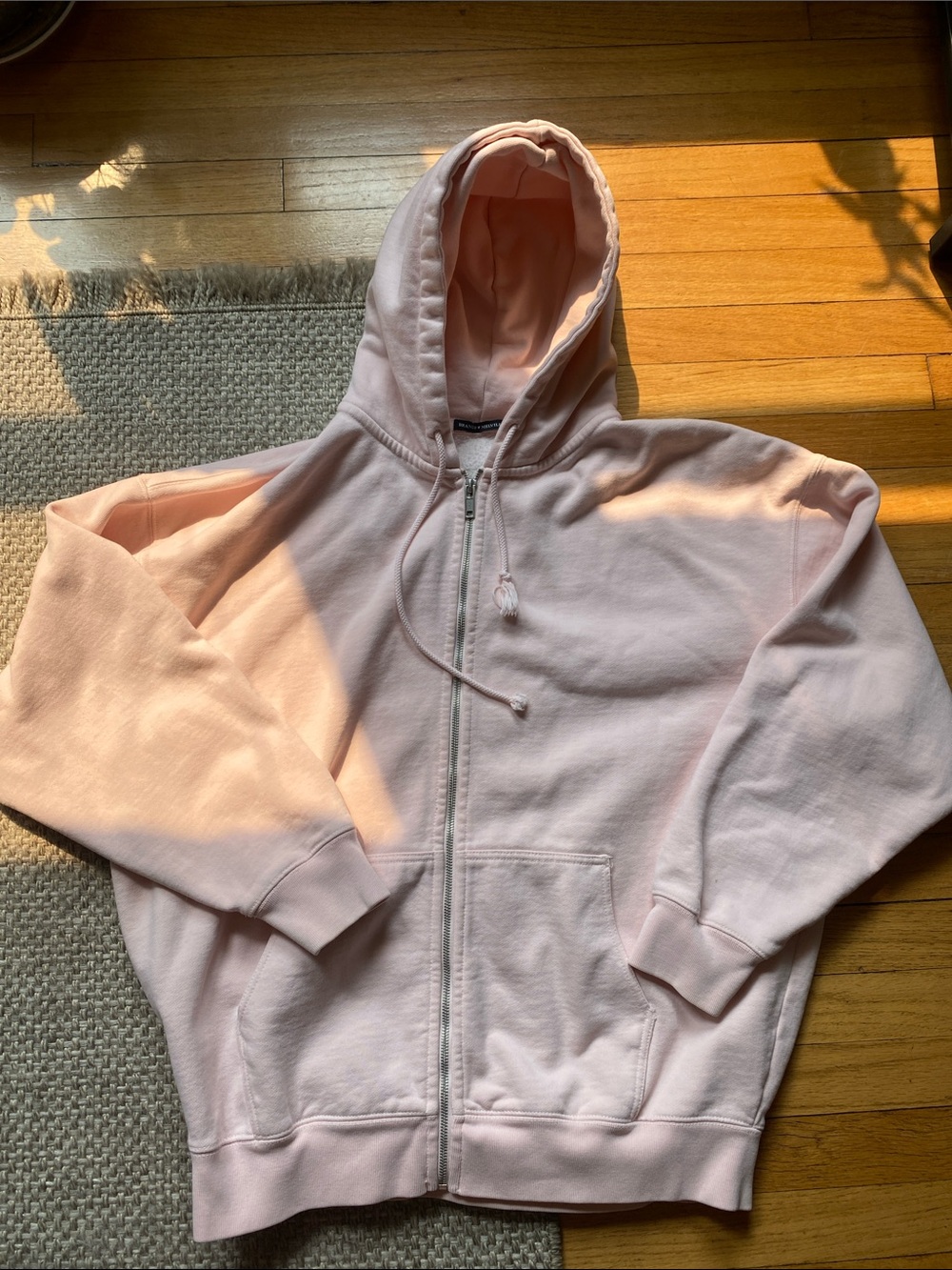 Baby pink zip up hoodie